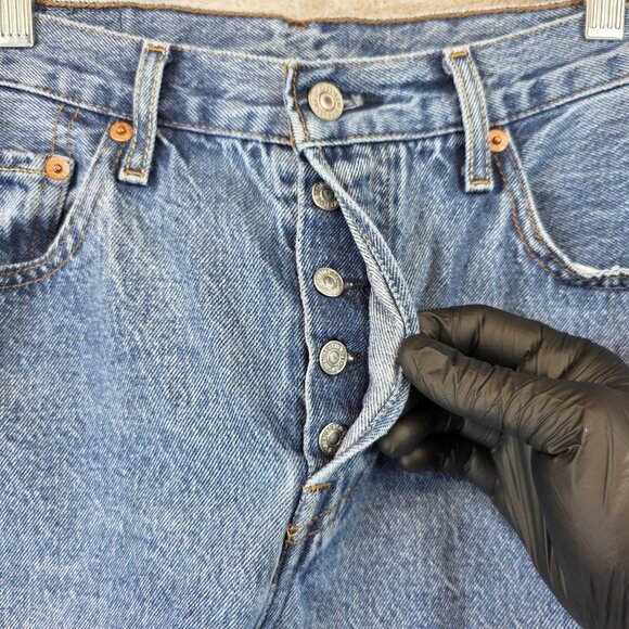 Levi's 501 Jeans Womens 27 Blue Denim Button Fly Straight Premium PC9 12501-0438 - Picture 8 of 16
